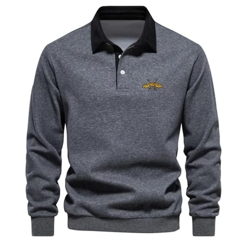 Men's Embroidered Pure Cotton Long Sleeved Polo Shirt Fashionable Casual Comfortable and Versatil2
