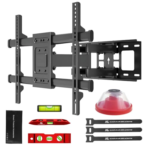 Maclean TV-Wandhalterung für 32-85" Fernseher bis 60 kg | neigbar, schwenkbar, Abstand 65-390mm | VESA 200x100 bis 600x400 mm, kompatibel mit OLED, QLED, LED, LCD, inkl. Montagezubehör und Wasserwaage