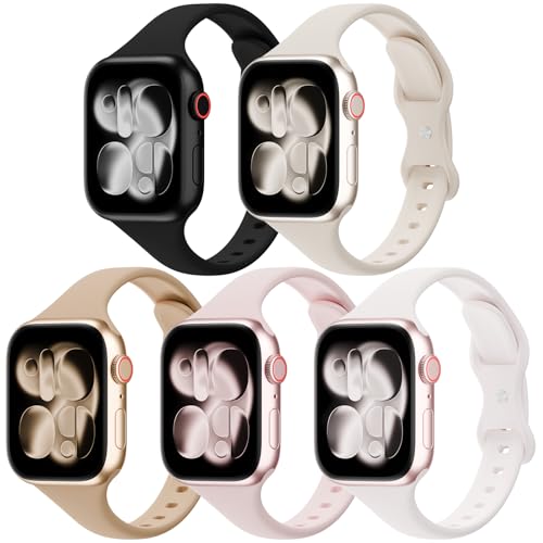 5 Pack Slim Thin Silicone Band Compatible with Apple Watch Bands Women Men - image 1