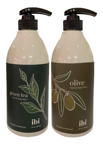 IBI Hand Body Lotion Set Includes 1 Refreshing Green Tea Hand Body Lotion 750mL 1 Olive Hand Body