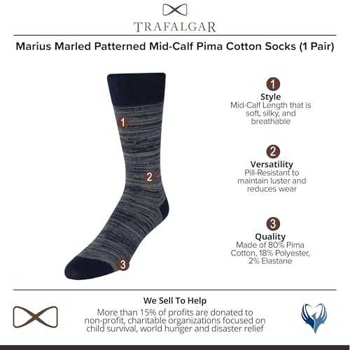 Trafalgar Men's Marius Marled Patterned Mid-Calf Pima Cotton Socks (1 Pair)2