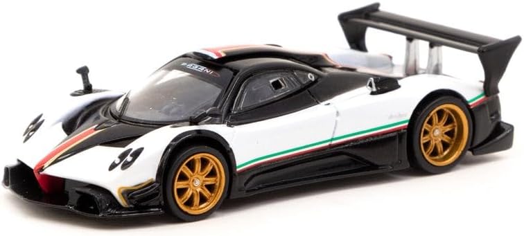 Pagani Zonda R Bianco Benny White and Black Global64 Series 1/64 Diecast Model Car T64G-TL015-WH