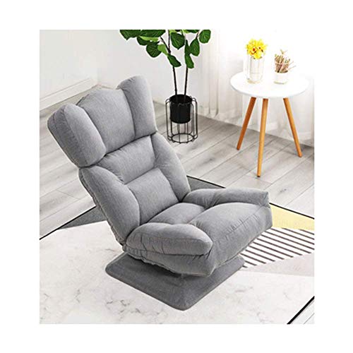 Folding sofa with 5 adjustable high back, 360 degree swivel and removable bottom cover, leather and linen-grey