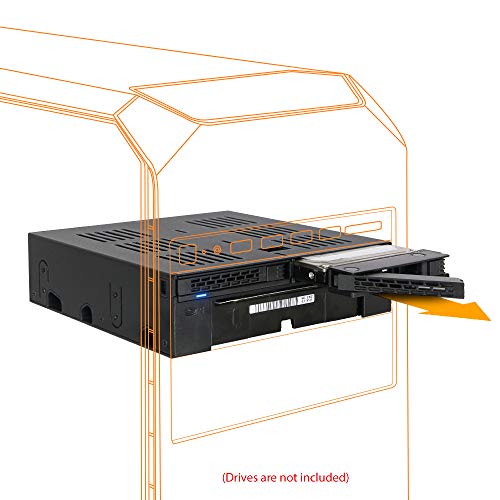 Icy Dock ExpressCage MB322SP-B Rack Rimovibile, backplane Cage, Hot Swap Rack Case per 2 HDD o 2.5" SAS/SATA SSD + 3.5" Slot per 5.25" bay, Installazione SSD Senza Attrezzi