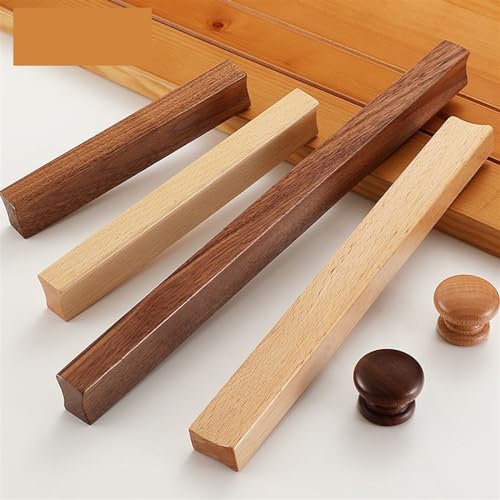 Poignées en bois de noyer 128mm pour meubles et cuisine