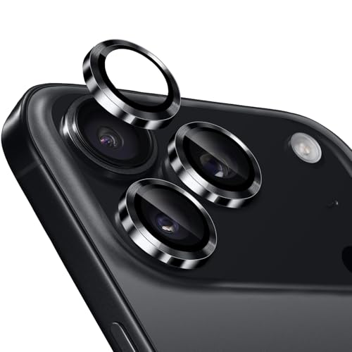Image of PreCure Camera Lens Protector for iPhone 17 Pro / 17 Pro Max, 9H Ultra-thin Tempered Glass, Metal Individual Camera Cover Accessories, Black