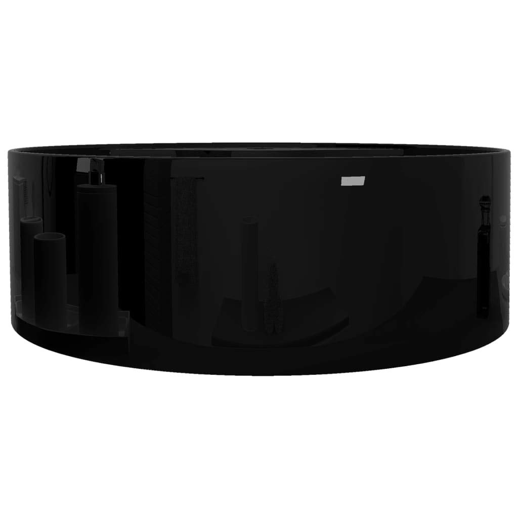 JUDYY Lavabo de cerámica con Agujero para Grifo/desagüe Negro Redondo, Fregadero, Lavabo Baño, Lavamanos Baño, Lavatorio Casa De Banho, Mueble Lavabo sobre Encimera