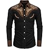 T-Shirts Men's Shirt Short Sleeve Men's Fashion Western Style Print Loose Personality Long Sleeve Shirt, black, XXL #2