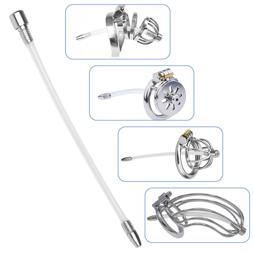 Image of Romi Chastity Device Cock Cage Accessories Long Silicone Male Urethral Tube Hollow Stainless Steel Urethral Sound Catheter Plug Men Sex Toys