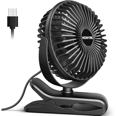HONYIN Mini USB Clip Fan with Rotation Cover