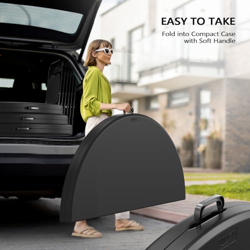 Table Ronde Pliante de 152 cm Noire Facile à Transporter