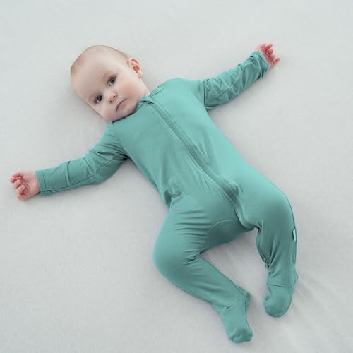 Baby Bamboo Rayon Romper Infant Footies Long Sleeve Double Zipper Outfits 2-Pack One-Piece Jumpsuits4