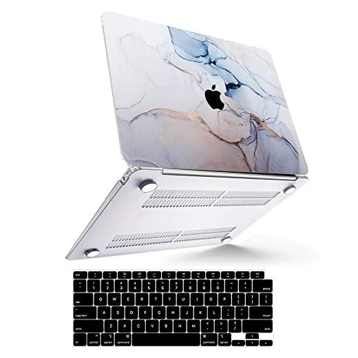 Funda para MacBook Air 2020 (Modelo: A2337 M1 A2179 A1932), Efecto 3D Funda para MacBook Air de 13,3 Pulgadas 2019 2018 con Touch ID + 2 Cubiertas de Teclado Negras, Mármol Blanco