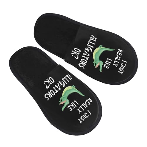 I Just Really Like Alligators Unisex House Slippers Slip On Shoes Indoor Outdoor Furry Scuff Slippers with Wide Widths Cozy Gifts for Women Mom