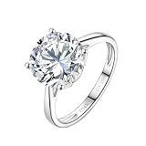 3 Carat Lab Grown Diamond Engagement Ring 14K White Gold,IGI Certified Round Cut (E-F Color VS2-SI1) Classic 4-Prong Ring for Women,Wedding Ring (3 Carat, 7)