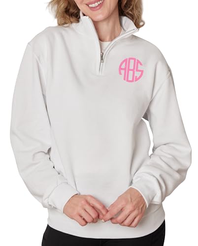 Custom Embroidered Pullover Personalized Monogrammed Quarterzip Sweatshirt Pullover