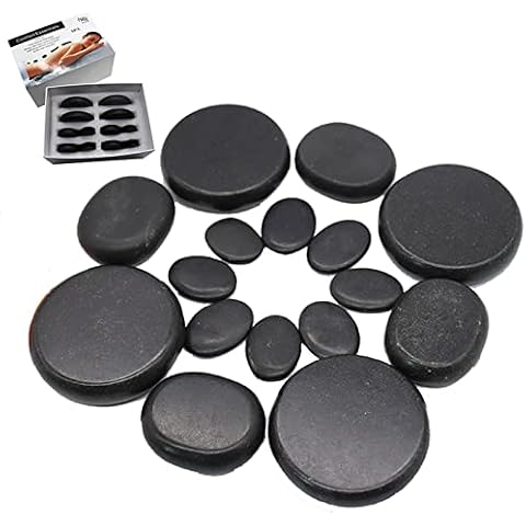 YYZYL 16 Pcs Massage Basalt Hot Stone Kit Hot Rocks Massage Stones 3 Different Sizes Cover