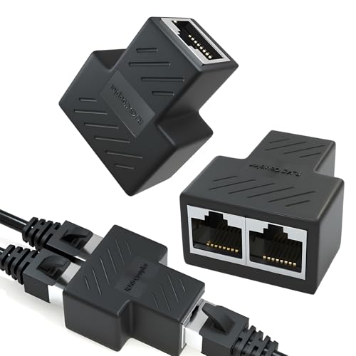 Répartiteur Ethernet RJ45,Switch Ethernet 1 à 2 Ports, 2 PCS Adaptateur d'Accès Internet Simultané à 2 Ports, Coupleur Raccord vers LAN Rallonge, pour Cat5/Cat5e/CAT6/Cat7