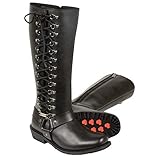 Milwaukee Leather MBL9365W Ladies Wide Width Black 14 Inch Classic Harness Square Toe Leather Boots...