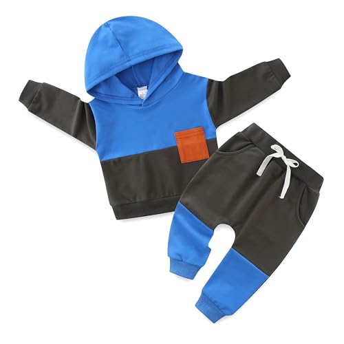 KIDDLETOWN Bébé Garçon Vêtement Bloc de Couleur Sweat-shirt, Ensemble de vêtements, Sweats à Manches Longues + Pantalon Taille Elastique pour 3-24 Mois