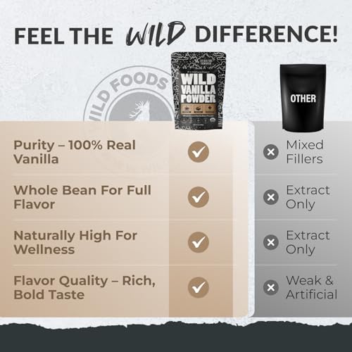 image for Wild Foods Organic Vanilla Bean Powder - All Natural Pure Vanilla from