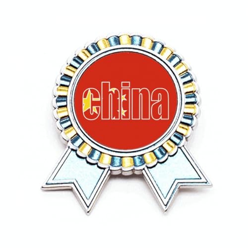 Broche drapeau de la Chine : médaille en métal au design Art déco chic