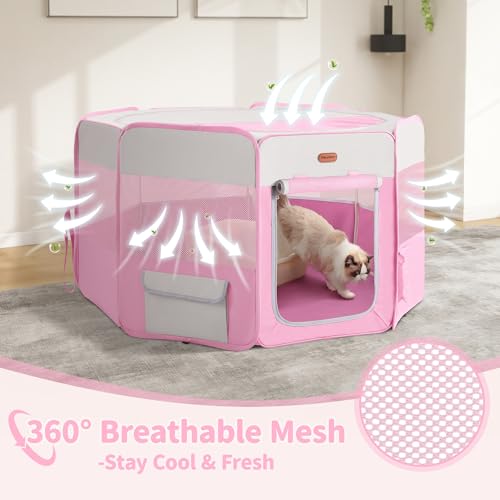 Image of Seiyierr Dog Playpen, Portable Pet Play Pen Foldable Carrying Case, Puppy Pens Outsid for Small Cat Indoor /Outdoor, Removable Mesh Shade Cover