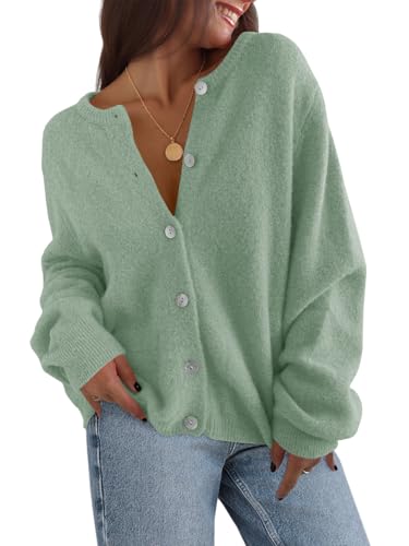 Image of Saodimallsu Womens Cardigan Sweaters Button Down Long Sleeve Knit Outerwear 2025 Trendy Fashion Open Front Outfits