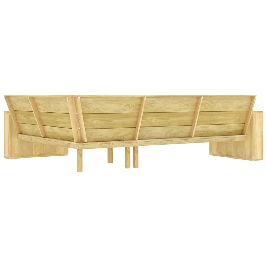 Banco esquinero vintage de pino macizo de 239 cm, banco esquinero de jardín con respaldo y reposabrazos para patio, resistente a la intemperie