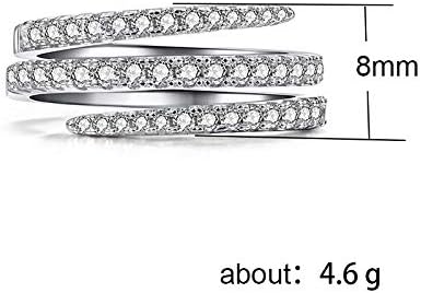 14K White Gold Luxury Imitation Diamond Ring Cz Bling Rings Silver Shiny CZ Diamond Cubic Zirconia Cocktail Rings Multi Row Ring Eternity Engagement Wedding Band Ring for Women Size 7