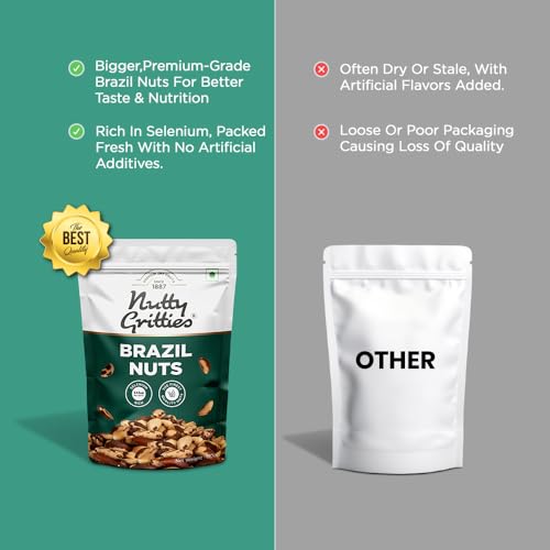 Image of Nutty Gritties 100% Natural Brazil Nuts 150g | Rich in Nutrients & Antioxidants | Healthy Munching Snack | Fresh & Crunchy