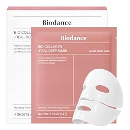 BIODANCE Bio-Collagen Real Deep Mask, Hydrating Overnight Hydrogel Mask, Pore Minimizing, Elasticity, Plumping Improvement, Korean Skincare, Stocking Stuffers for Teen Girls | 1.19oz(34g) x 4ea