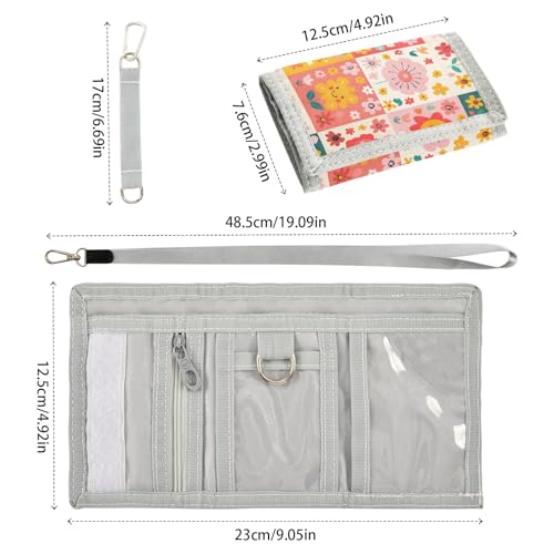 ALAZA Kids Wallets for Boys Girls Toddler Trifold Wallet Children Small Cute Flower Patch with Zipper Coin Pocket3