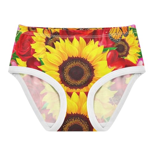 Flower Girls Underwear Toddlers 2t Cotton Girl Panties Cute Butterfly Sunflower Red Rose Kids Undies Briefs