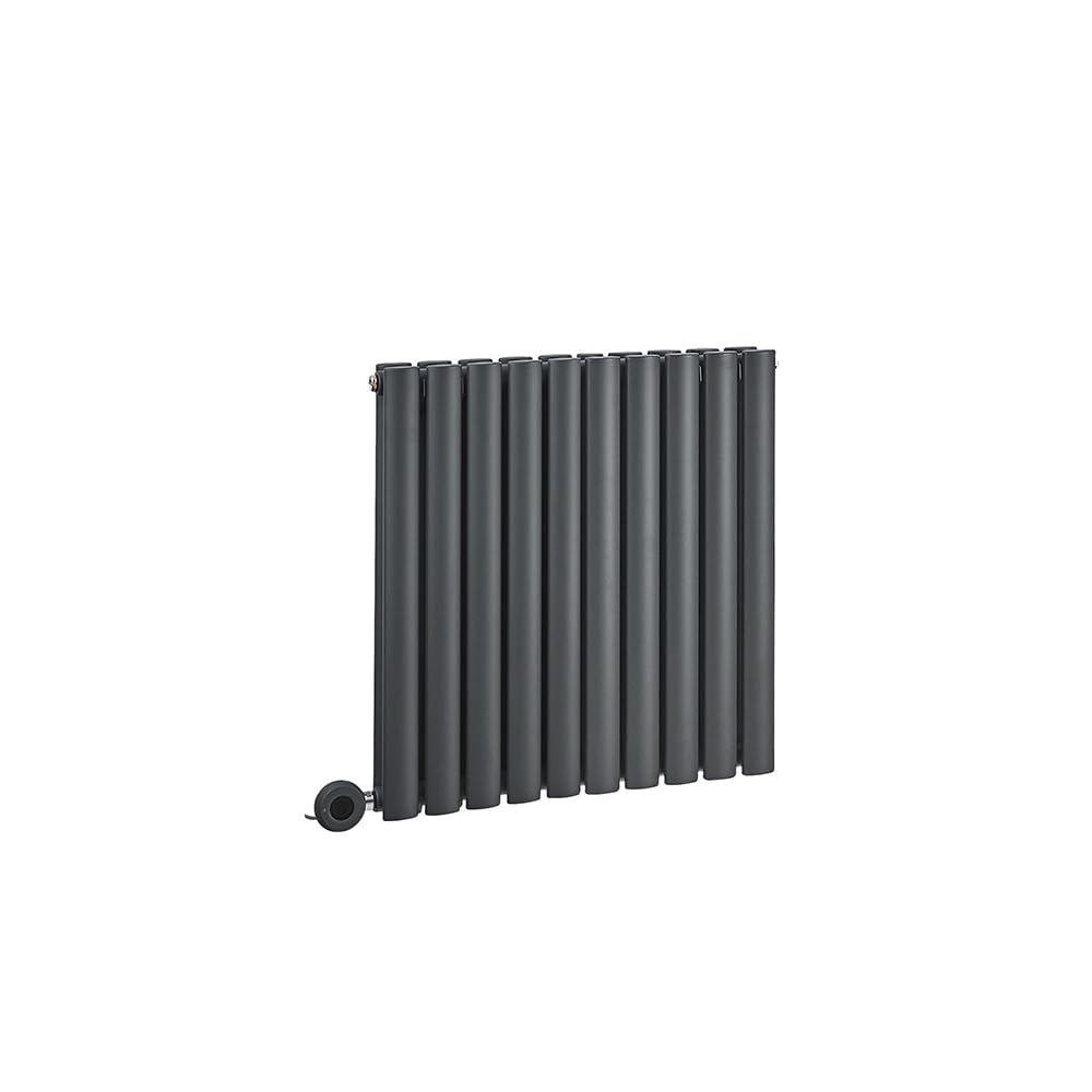 Milano Aruba 800W Anthracite Horizontal Double Oval Panel WiFi Electric Radiator - 635mm x 590mm