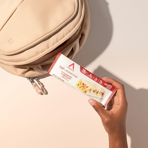 Image of Atkins Strawberry Shortcake Flavor High Protein Bar, 15g Protein, 24 Count | 15g Protein, 1g Sugar, 3g Net Carb, Rich in Fiber, Keto Friendly, Individually Wrapped 1.69oz Bars, 6 Packs of 4 Count Bars