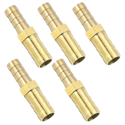 5 Pcs Brass Hose Barb Fitting Straight Connector Coupler, Br...