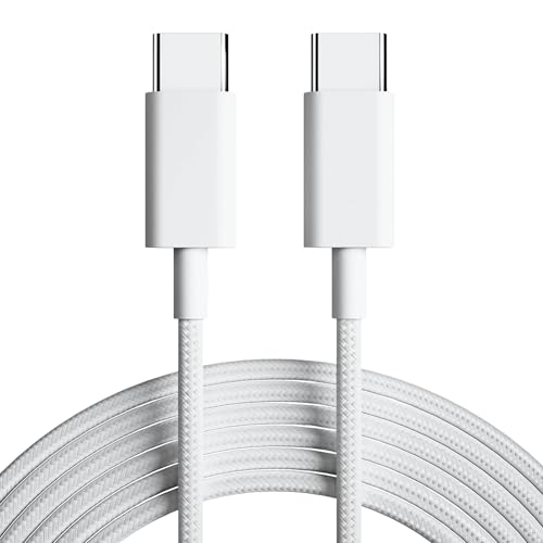 Image of 80W USB C To Type C Charger Cable A- 1M Nylon Braided Fast Charging Cable Compatible With Macbook, iPhone 15 /14, OnePlus, Samsung, PD Power Delivery & Data Sync, White