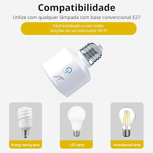Soquete, Bocal para Lâmpada E27, Inteligente Wi-Fi, Alexa, Google