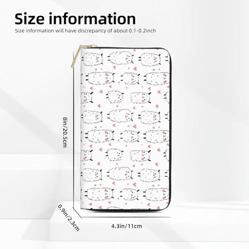 Leather Thin Slim Wallets for Women Men - Fashion Alpaca Cute Heart Print Card Wallet Holder with Zipper2