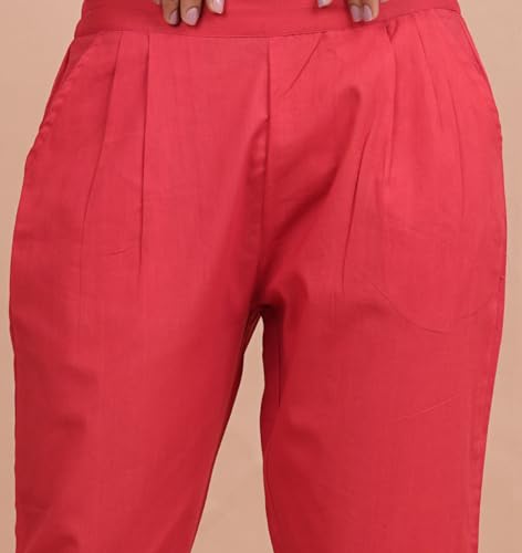Image of Women's Cotton Ankle Fit Trouser Pants for Women & Girls | Women Regular Fit with Two Pocket Trouser for Office School Formal Casual Daily Use
