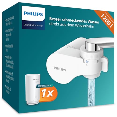 Philips Water Ontap Wasserhahnfilter AWP3754/10 Ultrafiltration reduziert Chlor Blei Pestizide Mikroplastik und Chemikalien eliminiert bis zu 99,99 Prozent 1200 L Filtrationskapazität