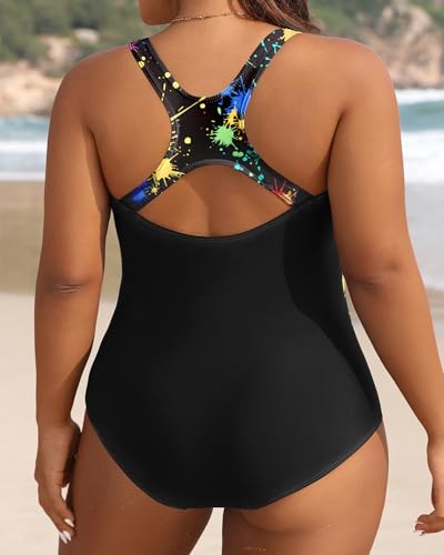 Image of Aqua Eve Plus Size Swimsuits Athletic One Piece Bathing Suit for Women Tummy Control Slimming Swimwear