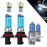 TTDBDAN Headlights+ License Plate Lights Fit For Ford Mustang 1988-1993 Light Bulbs,9004/HB1 High/Low Beams+ h3 Fog Lights+ License Plate Lights Combo,Plug And Play,Pack of 6