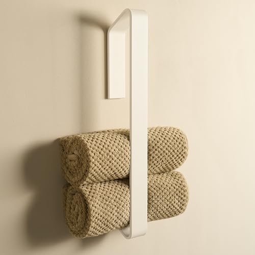 Designfabrik Hamburg | Toallero sin Taladro para baño | Toallero Adhesivo Negro Pared | Colgador de Toallas sin Agujeros | Diseño Moderno y Minimalista para baño y Cocina (Blanco Mate)