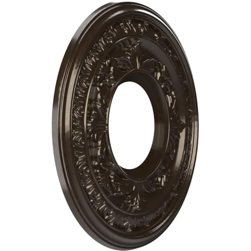 Image of Ekena Millwork CMP10BAERU Baltimore Thermoformed PVC Ceiling Medallion (Fits Canopies up to 4 1 /4 inch), 10 inchOD x 3 1 /2 inchID x 3 /4 inchP, Universal Metallic Rustic Mist