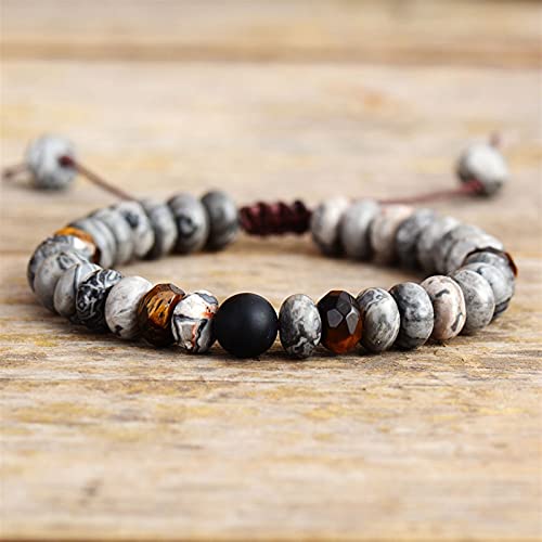 Bracelet en pierre naturelle jaspers fait main en macramé élégant