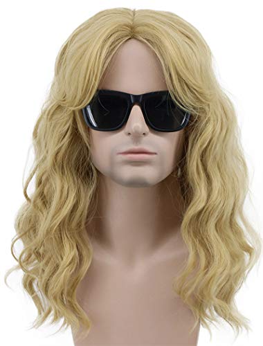 karlery California 80s Rocker Wig Men Women Long Curly Light Blonde Halloween Costume Anime Wig