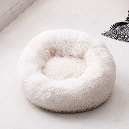 LANGGE Soft Warm Round Pet Dog Bed Comfy Calming Pet Bed Dog Cushion Mat Dog Cat Washable Plush Kennel Donut Bed
