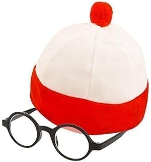 Robelli Kid's Large Red & White Striped Fancy Dress Hat & Glasses (WORLD BOOK WEEK DAY)